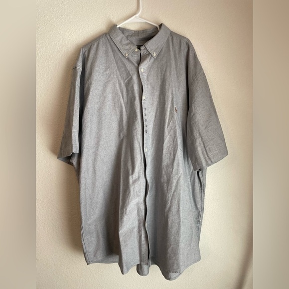 Polo Ralph Lauren Big & Tall Short Sleeve Oxford Woven Shirt Color Slate 3XLT - Picture 4 of 8